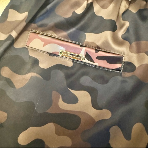 ♥️ Maniere De Voir Satin Camo Cargo Pants Joggers khaki pink purple 8 MDV - Picture 7 of 15
